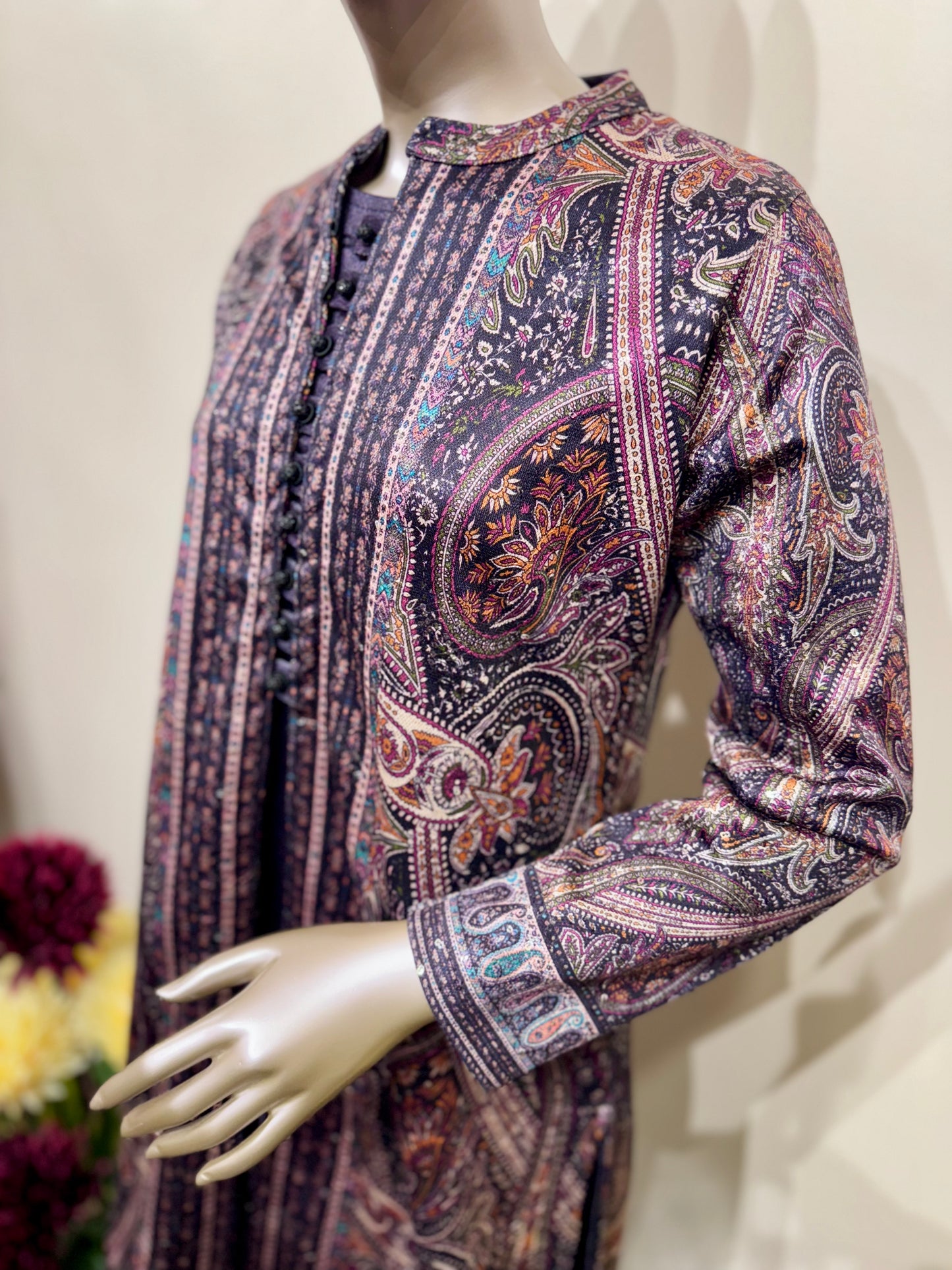 Purple printed jacket suit