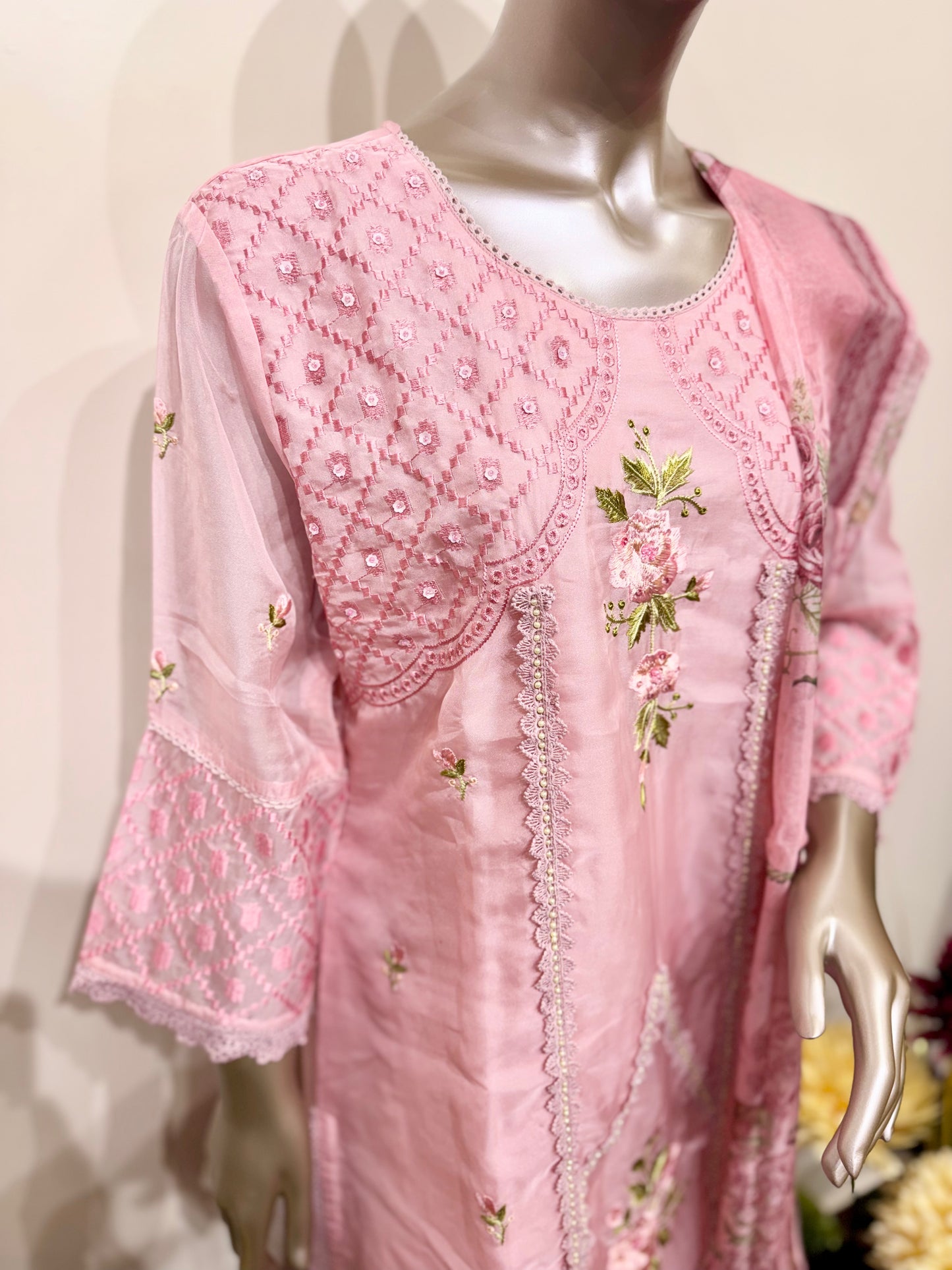 Rose pink floral  suit