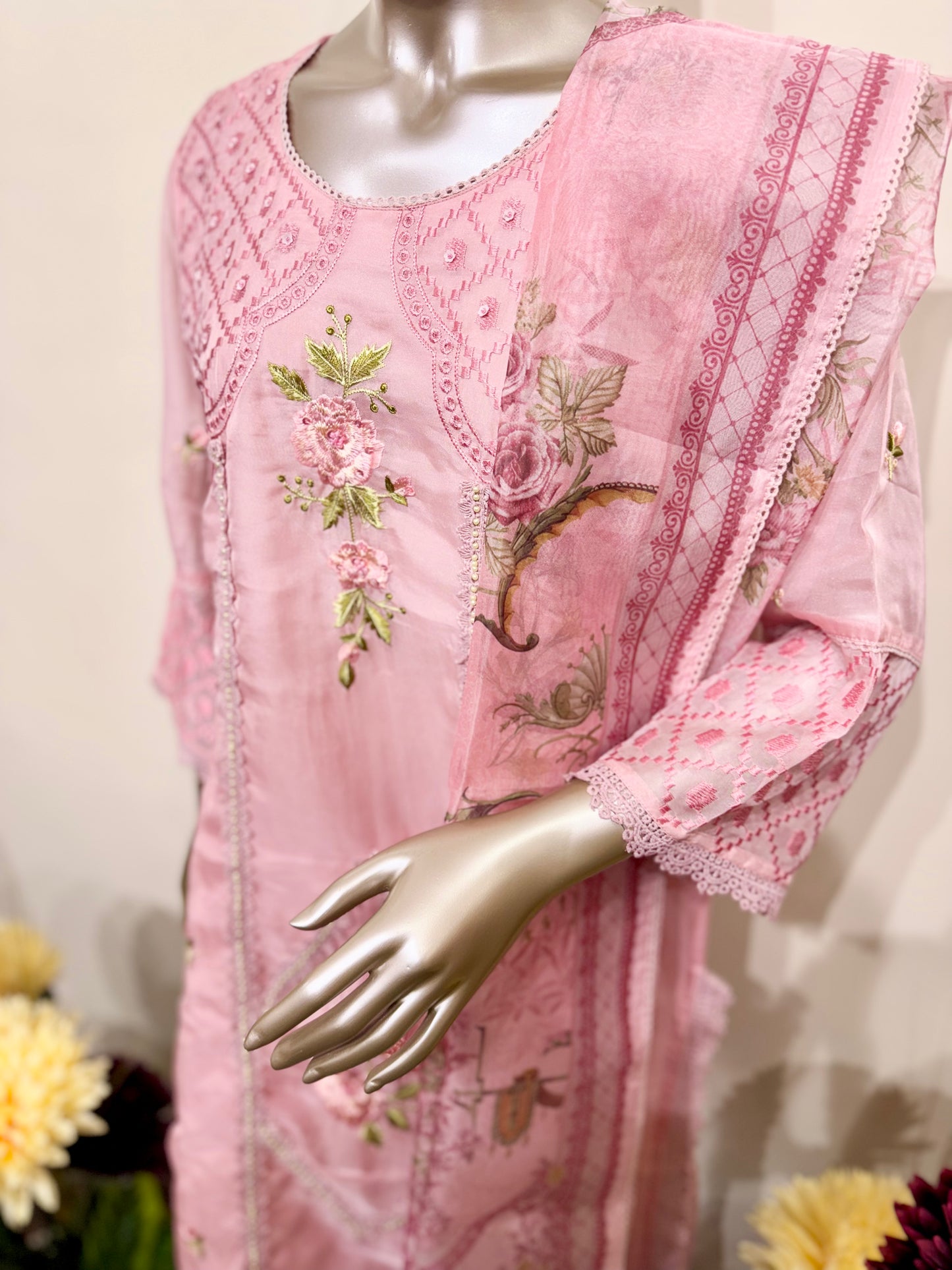 Rose pink floral  suit