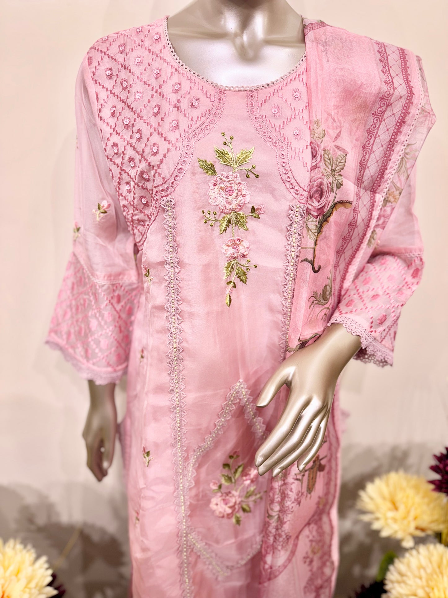 Rose pink floral  suit