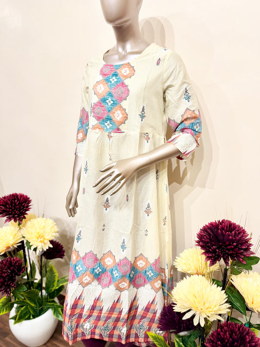 Off white printed kurti