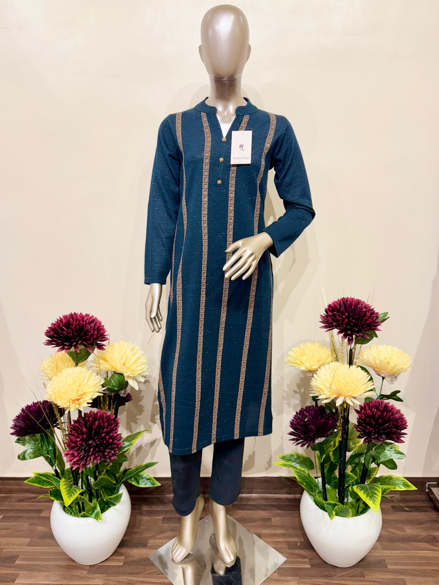 Navy blue woolen kurti