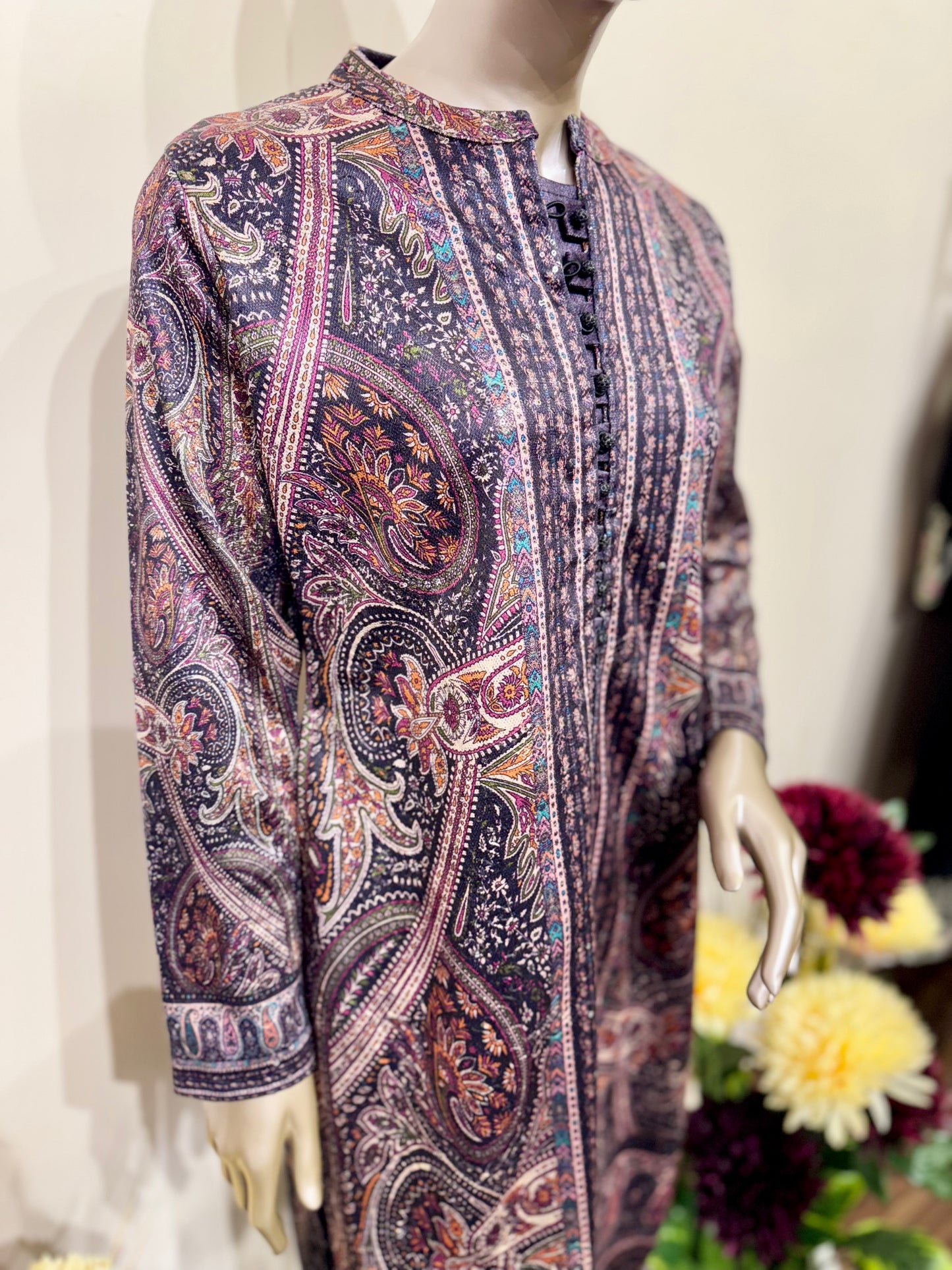 Purple printed jacket suit