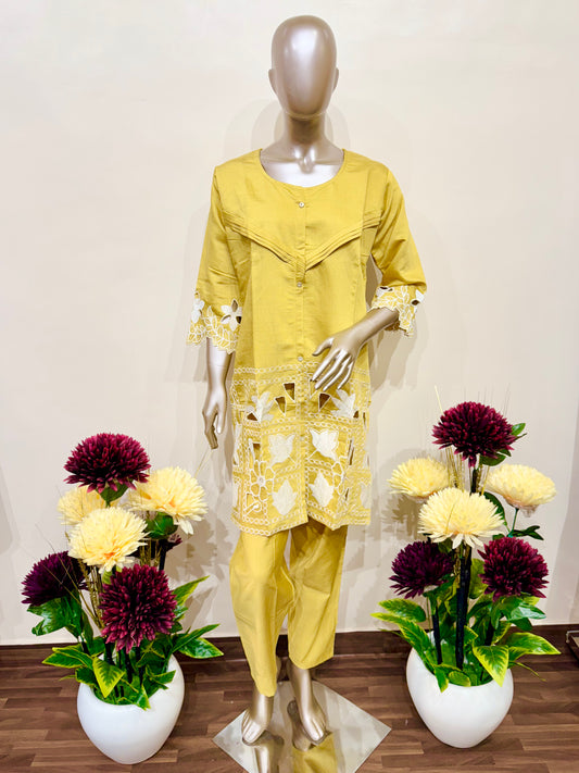 Yellow white floral co-ord set